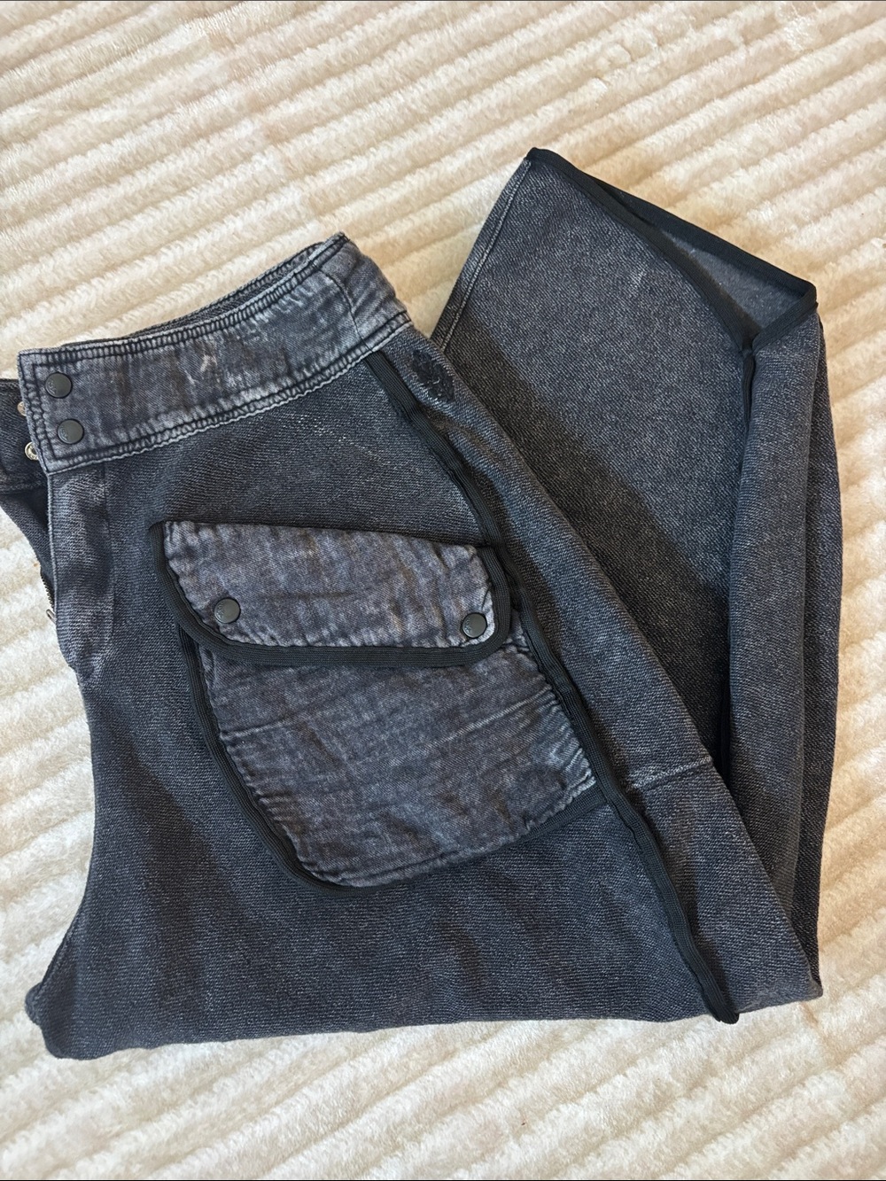 Free People Washed Charcoal Cargo Track Pants